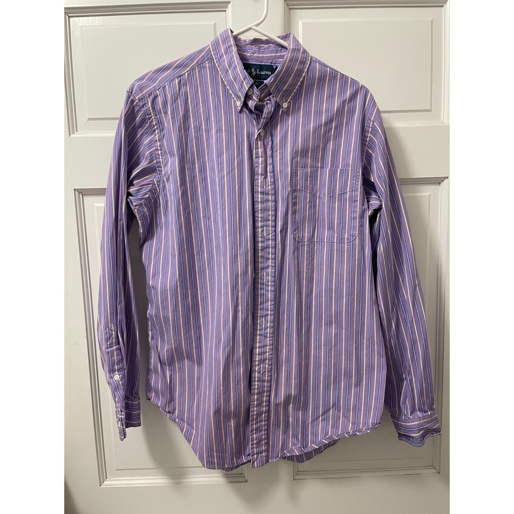Men's Medium Ralph Lauren Classic Fit Button Down Long Sleeve Shirt Purple